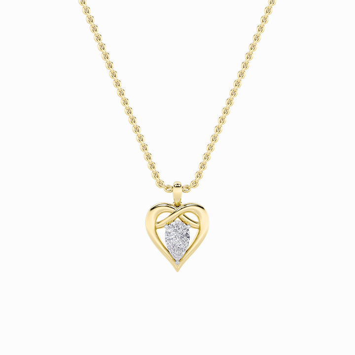 2Cttw Pear Shaped Lab Grown Diamond (F/VS) Heart Shaped Pendant in 14K Gold