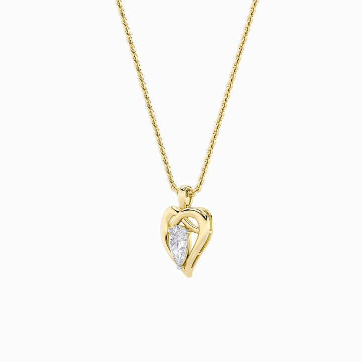 2Cttw Pear Shaped Lab Grown Diamond (F/VS) Heart Shaped Pendant in 14K Gold