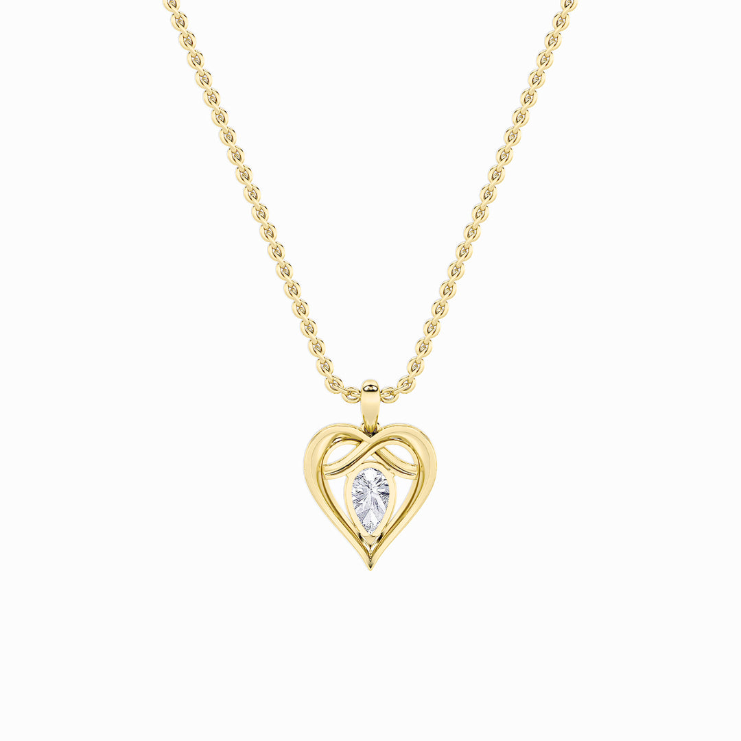2Cttw Pear Shaped Lab Grown Diamond (F/VS) Heart Shaped Pendant in 14K Gold