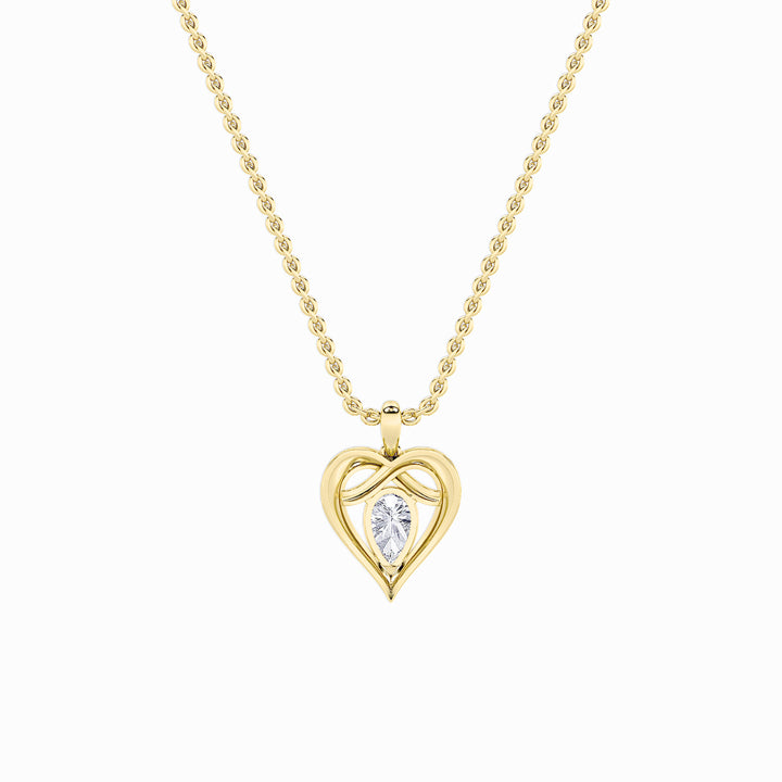 2Cttw Pear Shaped Lab Grown Diamond (F/VS) Heart Shaped Pendant in 14K Gold