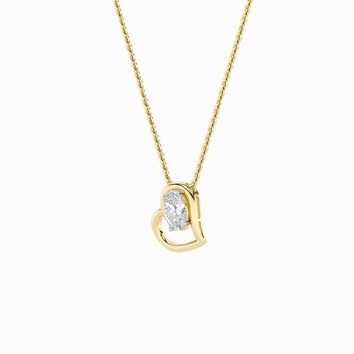 2Cttw Oval Shaped Lab Grown Diamond (F/VS) Heart Shaped Pendant in 14K Gold