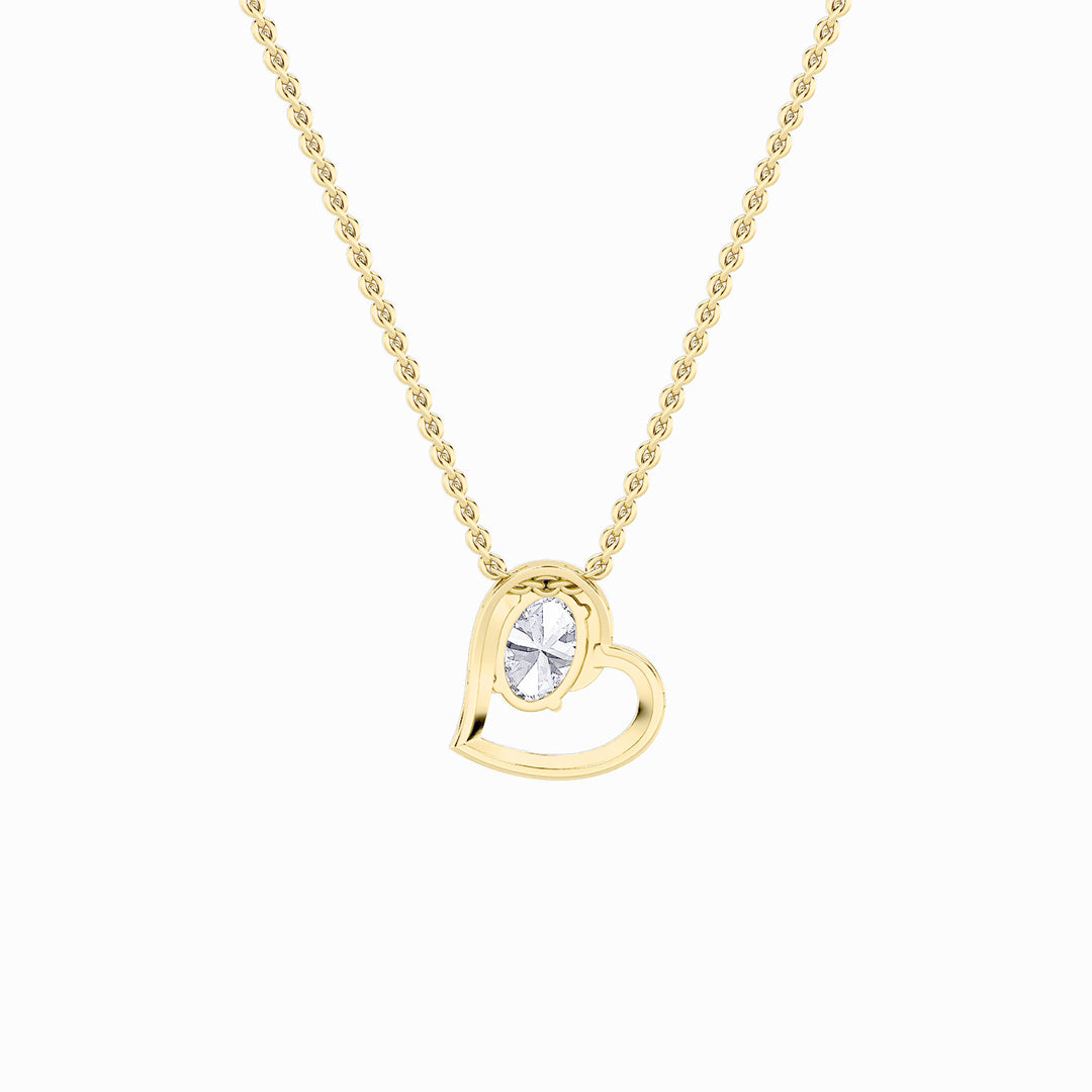 2Cttw Oval Shaped Lab Grown Diamond (F/VS) Heart Shaped Pendant in 14K Gold