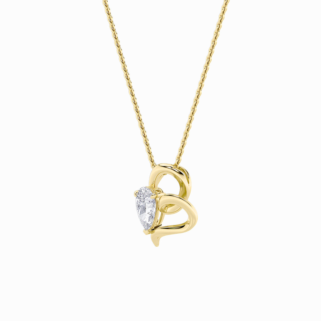 2Cttw Pear Shaped Lab Grown Diamond (F/VS) Heart Shaped Pendant in 14K Gold