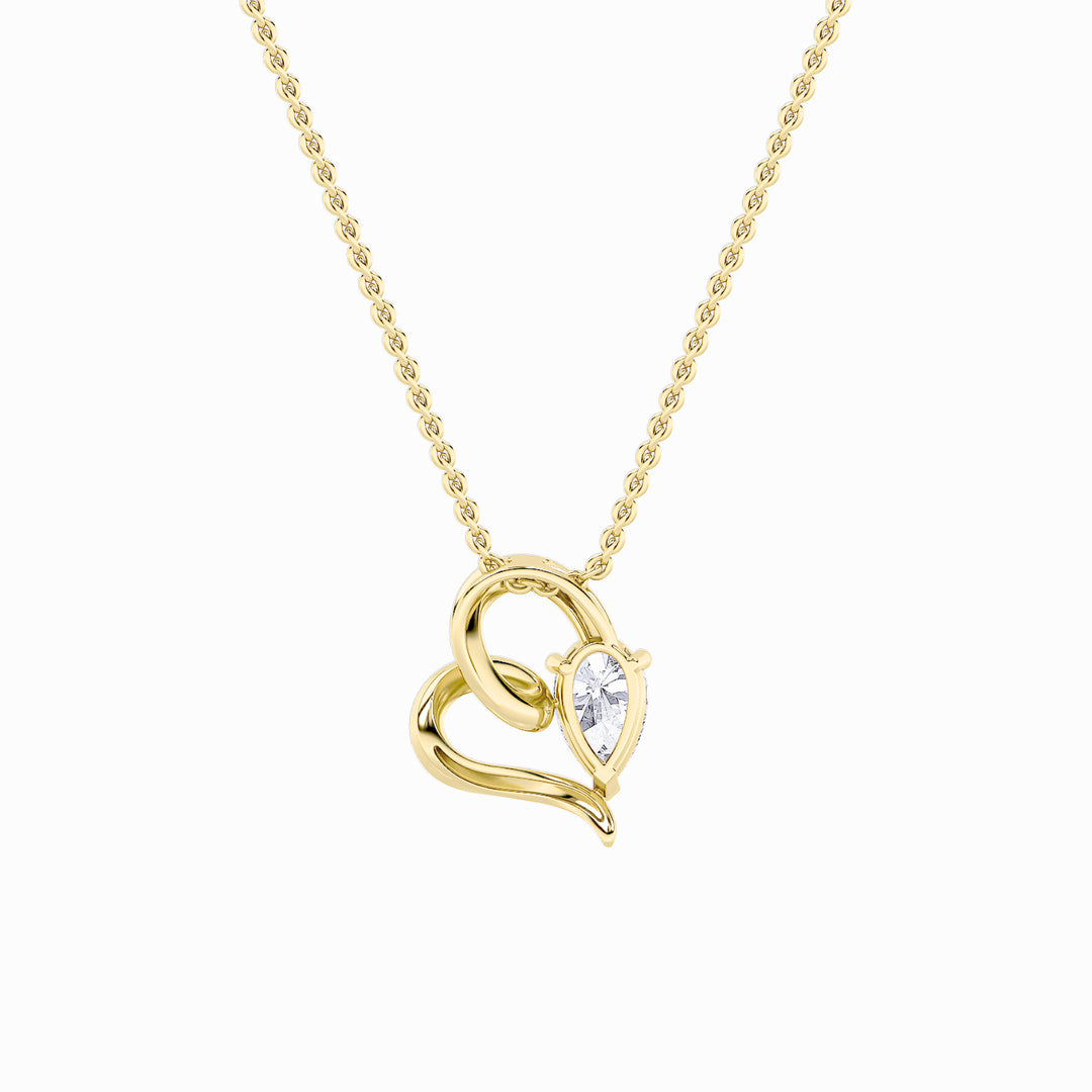 2Cttw Pear Shaped Lab Grown Diamond (F/VS) Heart Shaped Pendant in 14K Gold