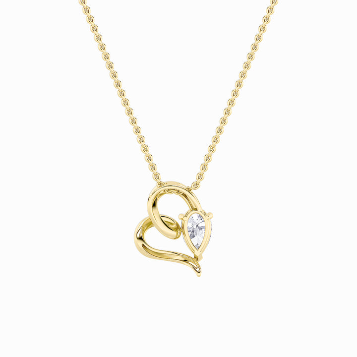 2Cttw Pear Shaped Lab Grown Diamond (F/VS) Heart Shaped Pendant in 14K Gold