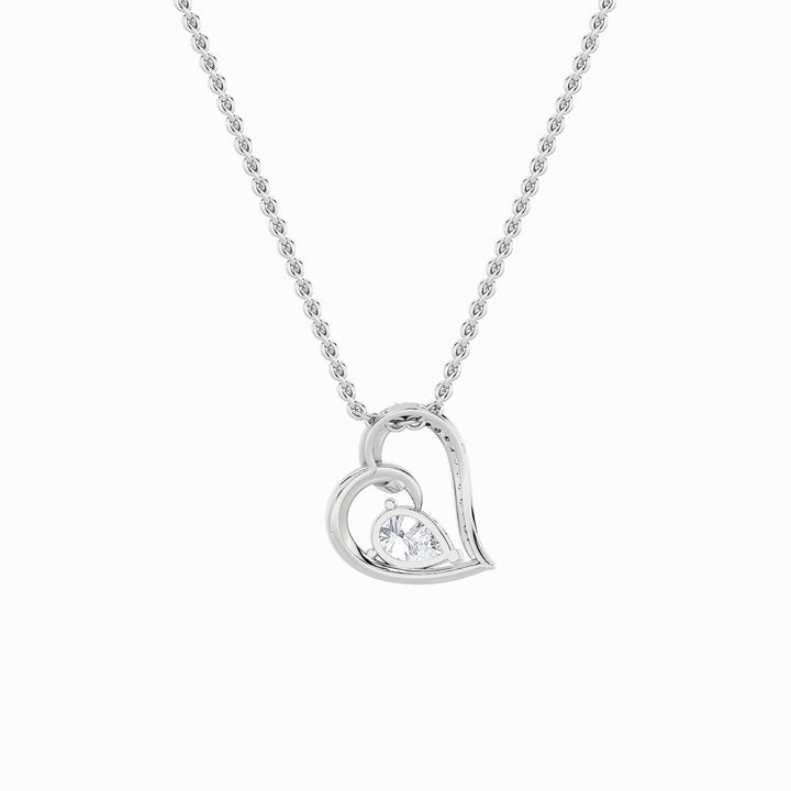 2Cttw Pear Shaped Lab Grown Diamond (F/VS) Heart Shaped Pendant in 14K Gold
