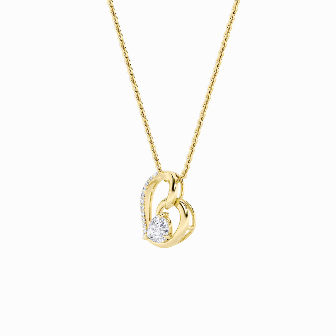 2Cttw Pear Shaped Lab Grown Diamond (F/VS) Heart Shaped Pendant in 14K Gold