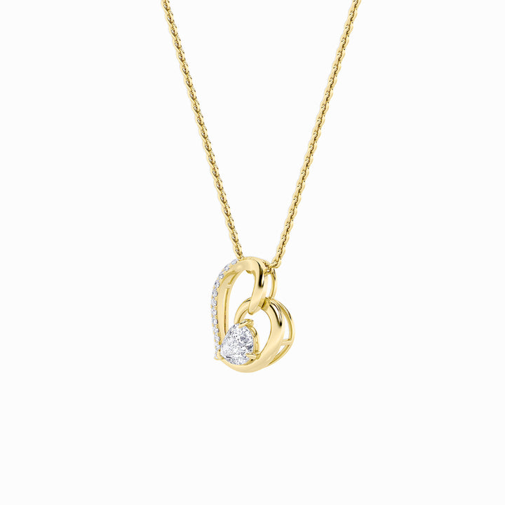 2Cttw Pear Shaped Lab Grown Diamond (F/VS) Heart Shaped Pendant in 14K Gold