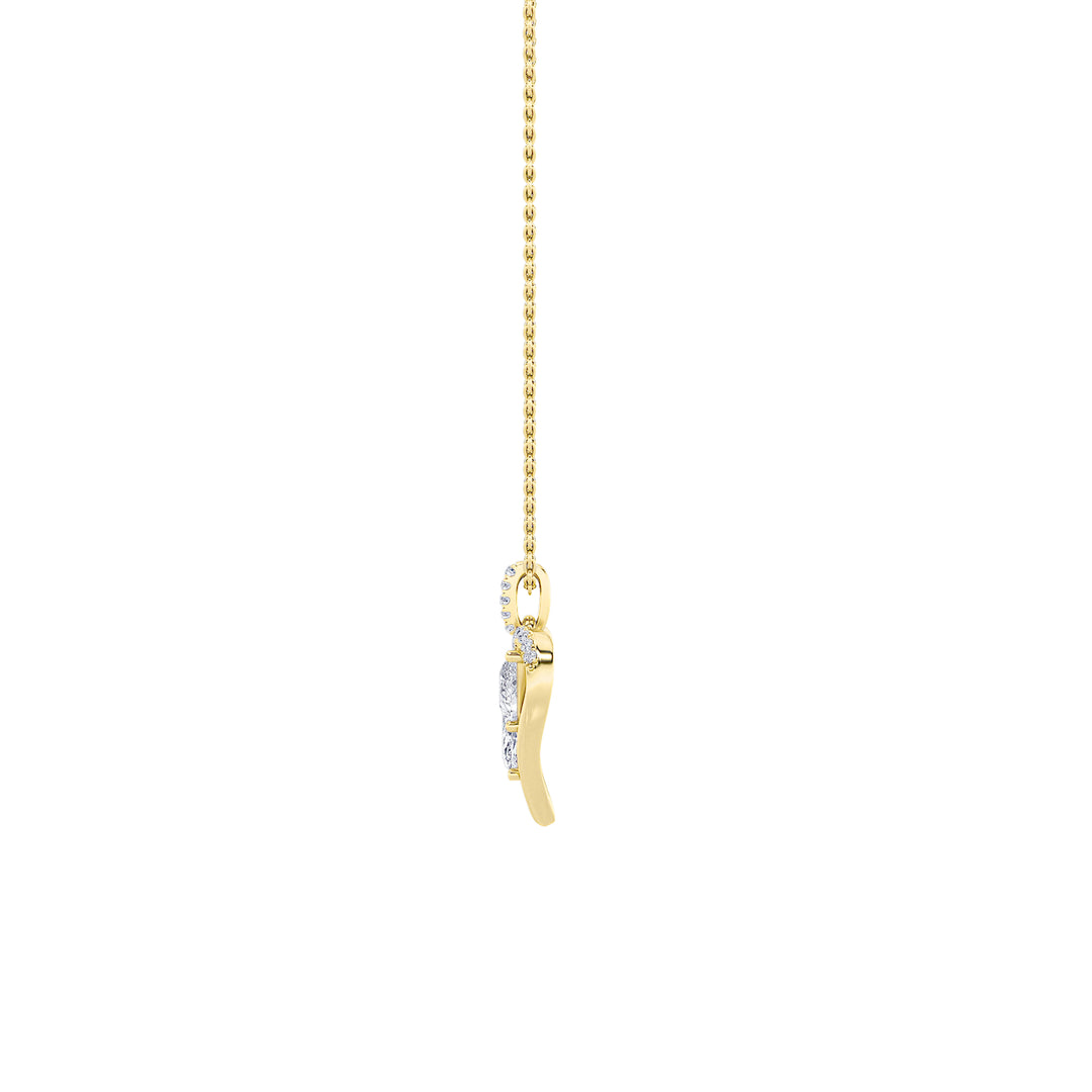 2.5Cttw Marquise Shaped Lab Grown Diamond (F/VS) Heart Shaped Pendant in 14K Gold