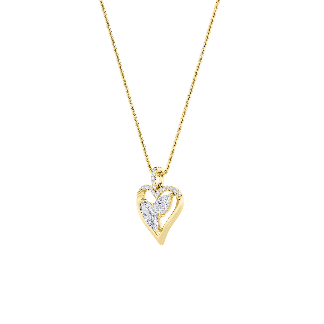 2.5Cttw Marquise Shaped Lab Grown Diamond (F/VS) Heart Shaped Pendant in 14K Gold