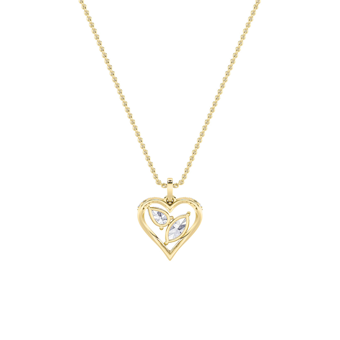 2.5Cttw Marquise Shaped Lab Grown Diamond (F/VS) Heart Shaped Pendant in 14K Gold