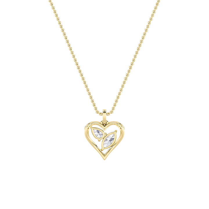 2.5Cttw Marquise Shaped Lab Grown Diamond (F/VS) Heart Shaped Pendant in 14K Gold