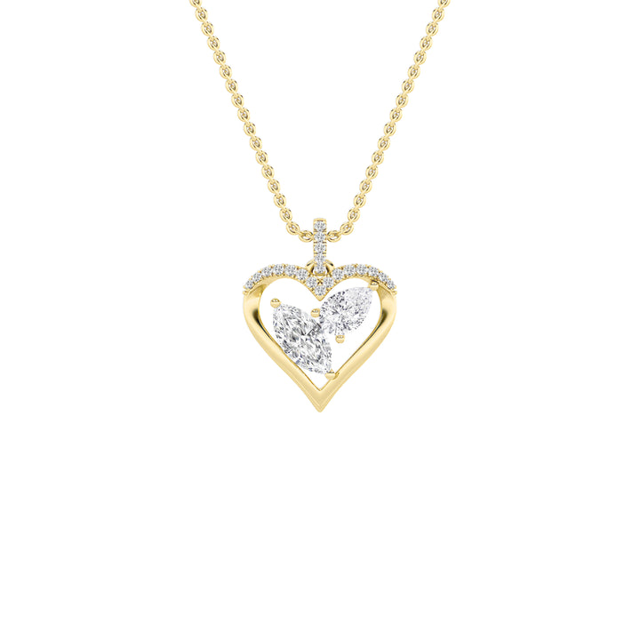 2.5Cttw Marquise Shaped Lab Grown Diamond (F/VS) Heart Shaped Pendant in 14K Gold