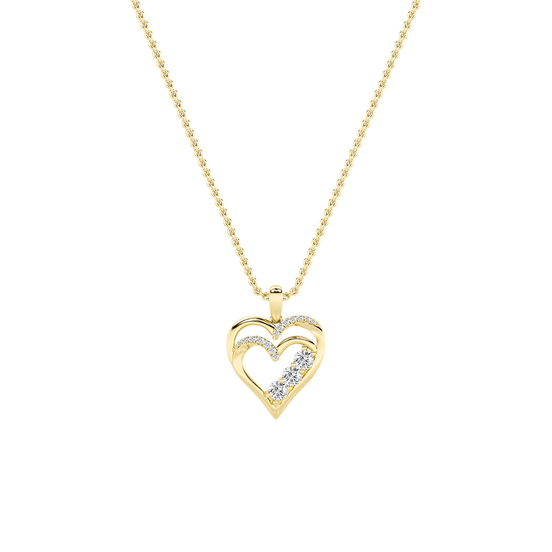 1Cttw Round Shaped Lab Grown Diamond (F/VS) HeartShaped Pendant in 14K Gold