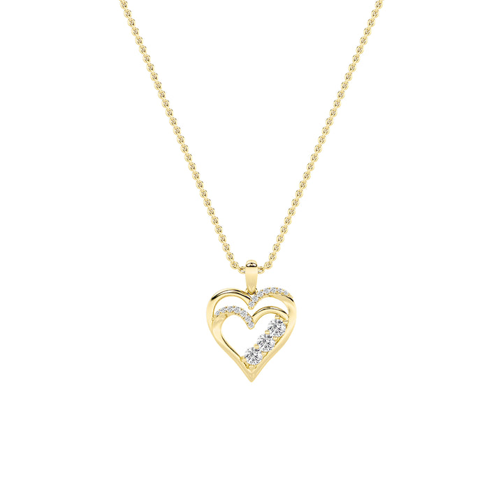 1Cttw Round Shaped Lab Grown Diamond (F/VS) HeartShaped Pendant in 14K Gold