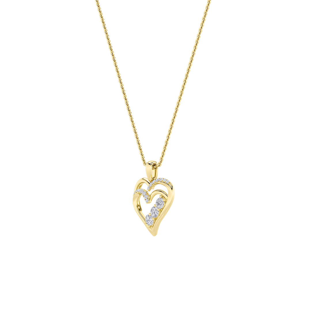 1Cttw Round Shaped Lab Grown Diamond (F/VS) HeartShaped Pendant in 14K Gold