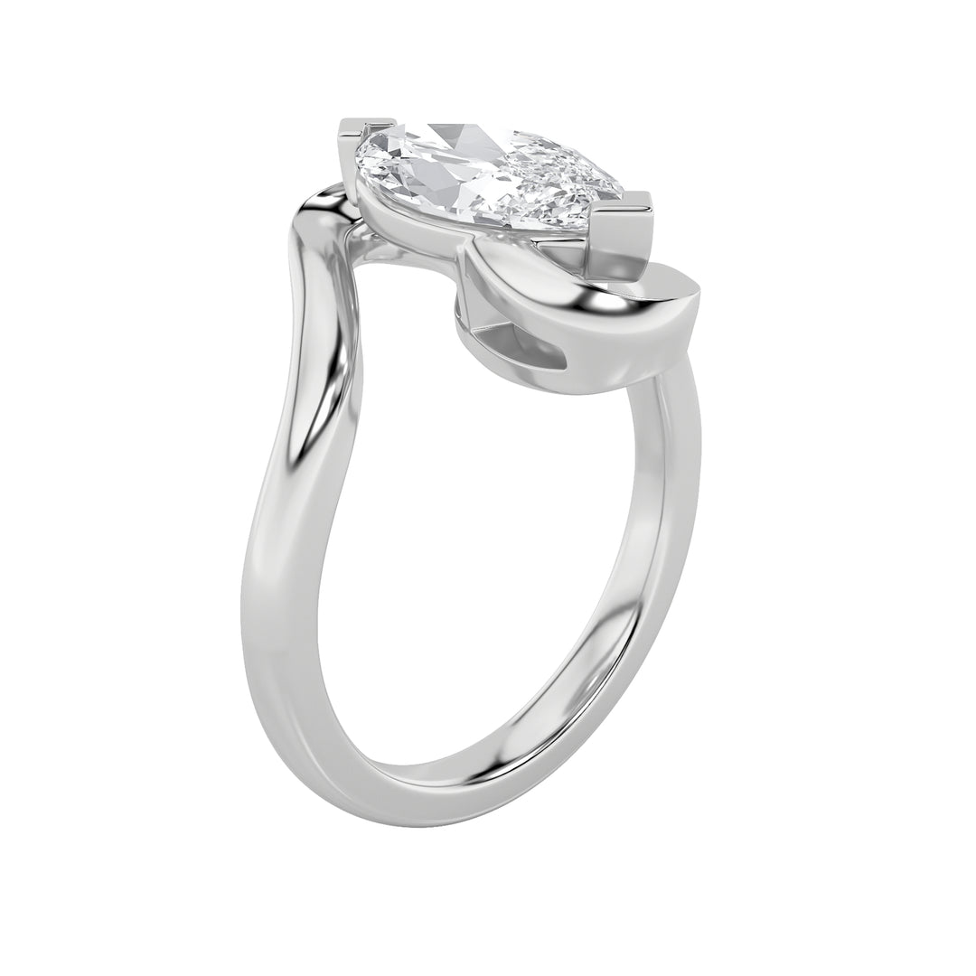 2Cttw Marquise Shaped Lab Grown Diamond (F/VS) Swirl Engagement Ring in 14K Gold