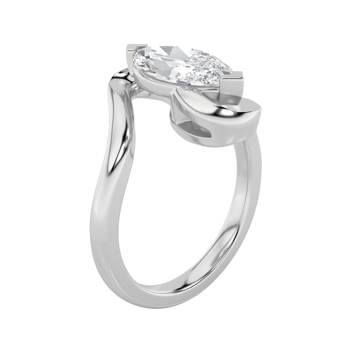 2Cttw Marquise Shaped Lab Grown Diamond (F/VS) Swirl Engagement Ring in 14K Gold