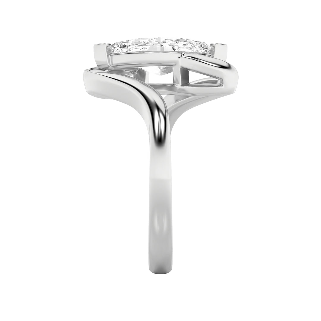 2Cttw Marquise Shaped Lab Grown Diamond (F/VS) Swirl Engagement Ring in 14K Gold