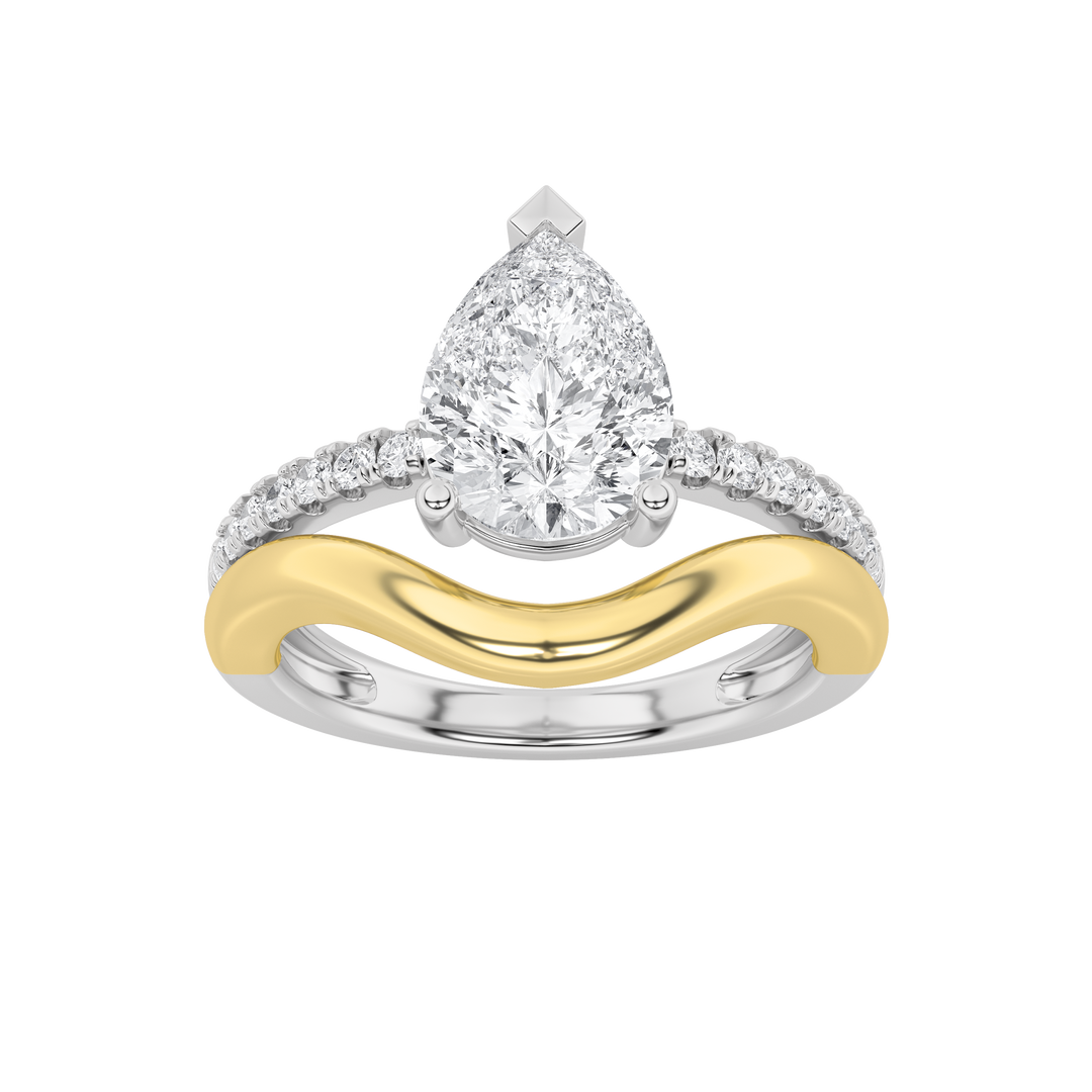 14K WY 2ct Lab Pear Diamond Solitaire Engagement Ring