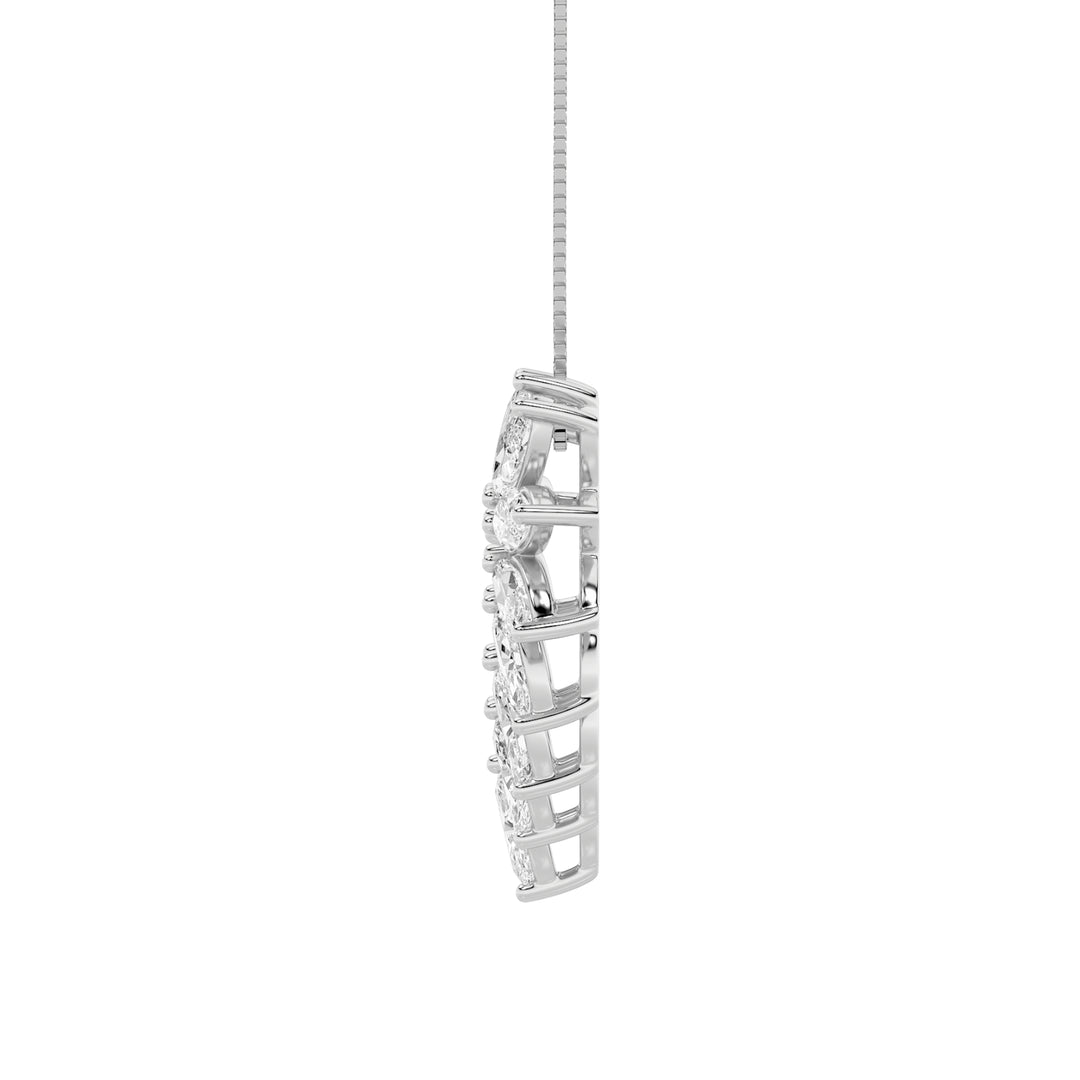 3Cttw Marquise Shaped Lab Grown Diamond (F/VS) Heart Shaped Pendant in 14K Gold