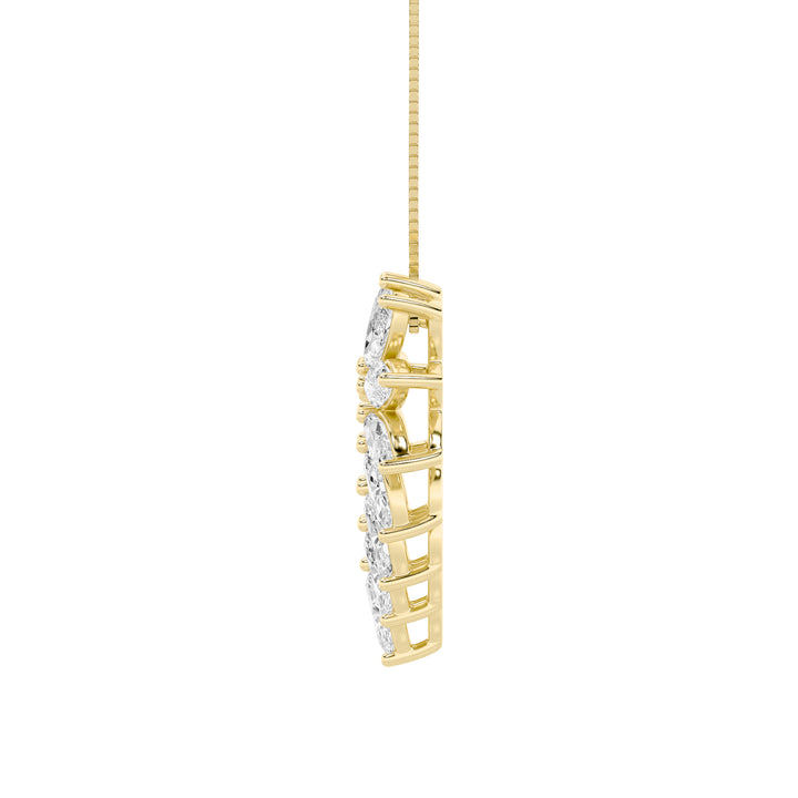 3Cttw Marquise Shaped Lab Grown Diamond (F/VS) Heart Shaped Pendant in 14K Gold