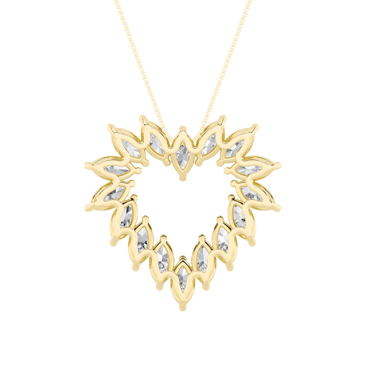 3Cttw Marquise Shaped Lab Grown Diamond (F/VS) Heart Shaped Pendant in 14K Gold