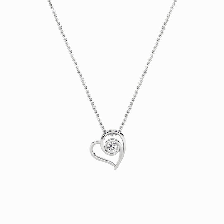 1Cttw Round Shaped Lab Grown Diamond (F/VS) HeartShaped Pendant in 14K Gold
