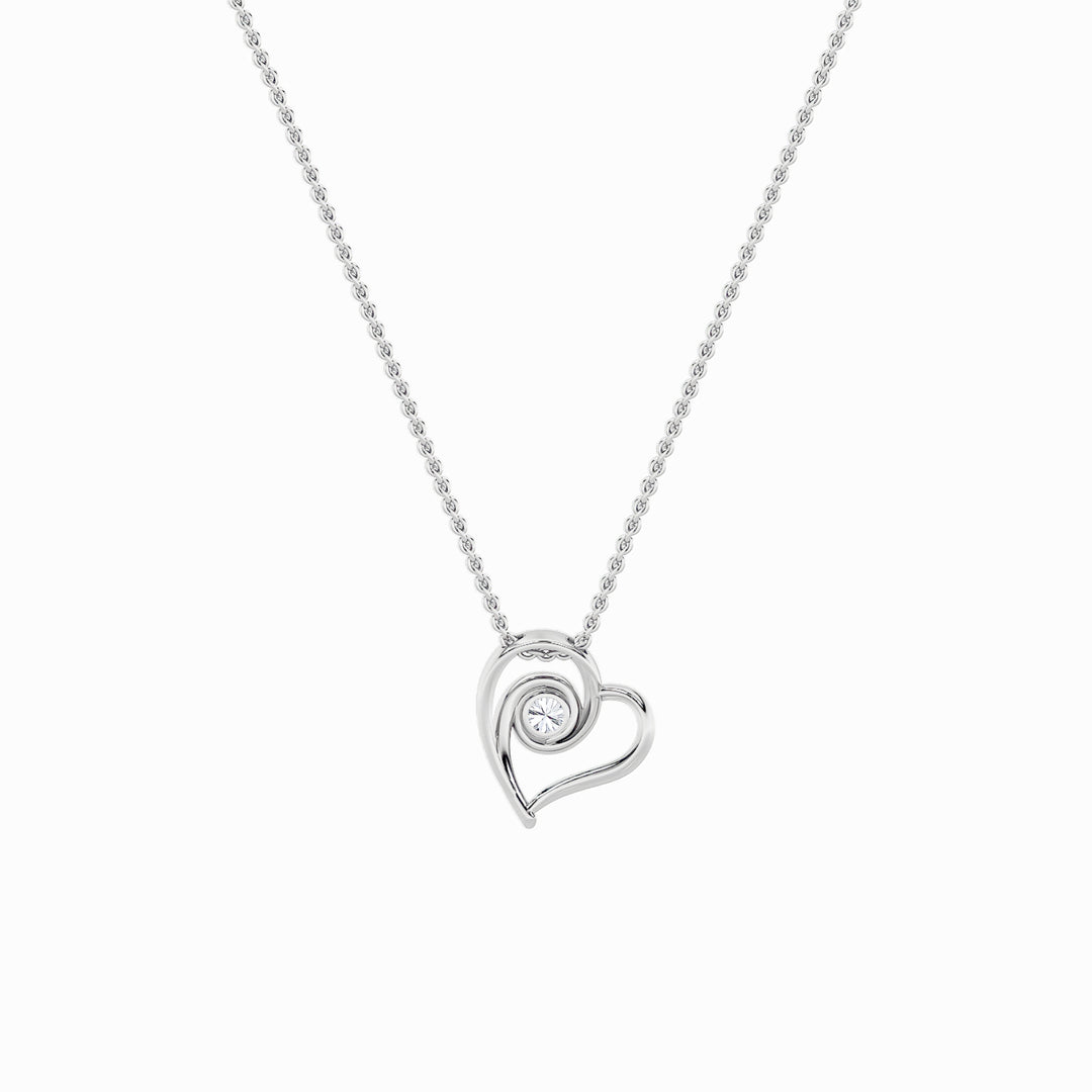 1Cttw Round Shaped Lab Grown Diamond (F/VS) HeartShaped Pendant in 14K Gold