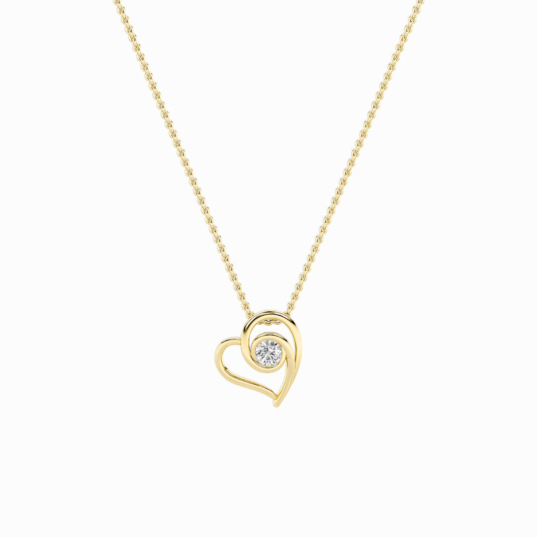 1Cttw Round Shaped Lab Grown Diamond (F/VS) HeartShaped Pendant in 14K Gold