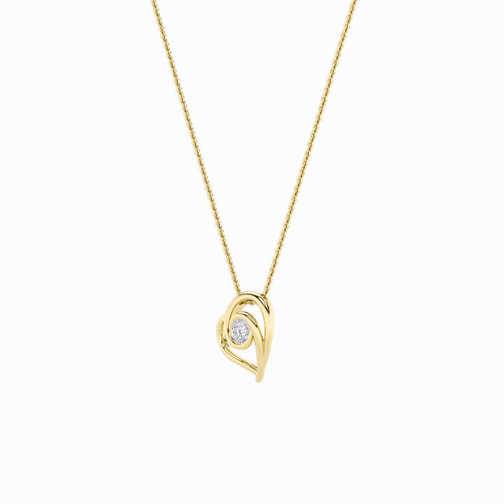 1Cttw Round Shaped Lab Grown Diamond (F/VS) HeartShaped Pendant in 14K Gold