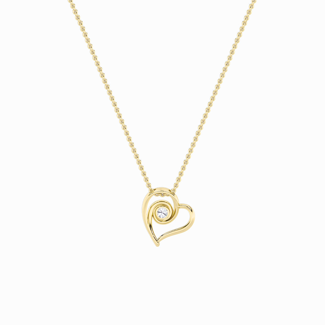 1Cttw Round Shaped Lab Grown Diamond (F/VS) HeartShaped Pendant in 14K Gold