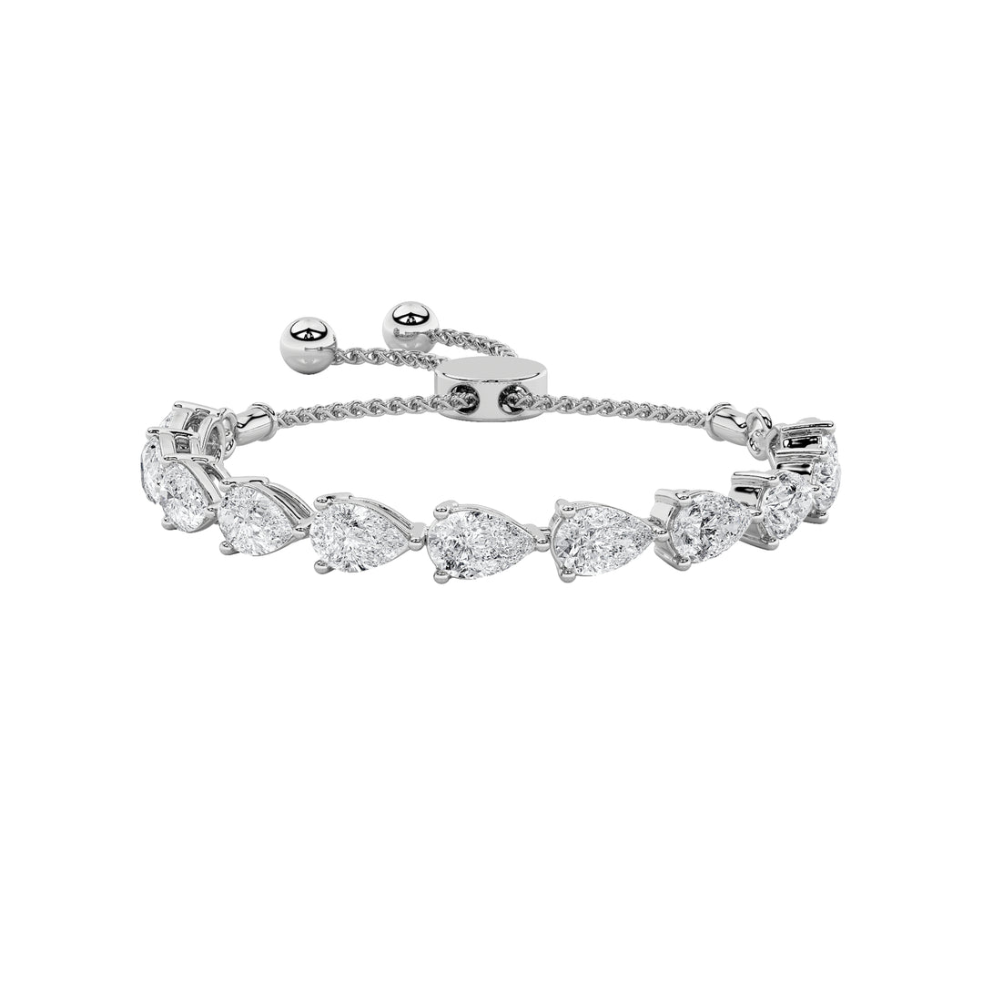 3.5Cttw Pear Shaped Lab Grown Diamond (F/VS) BoloBracelet in 14K Gold