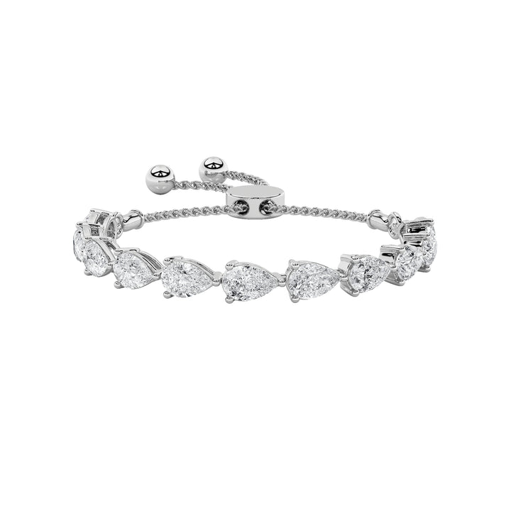 3.5Cttw Pear Shaped Lab Grown Diamond (F/VS) BoloBracelet in 14K Gold