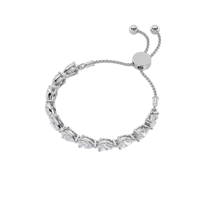3.5Cttw Pear Shaped Lab Grown Diamond (F/VS) BoloBracelet in 14K Gold