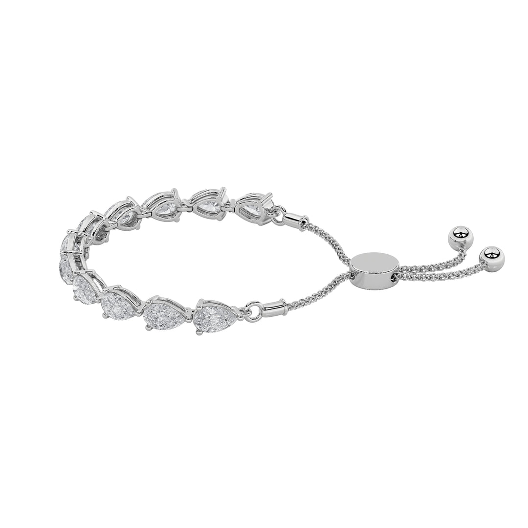3.5Cttw Pear Shaped Lab Grown Diamond (F/VS) BoloBracelet in 14K Gold