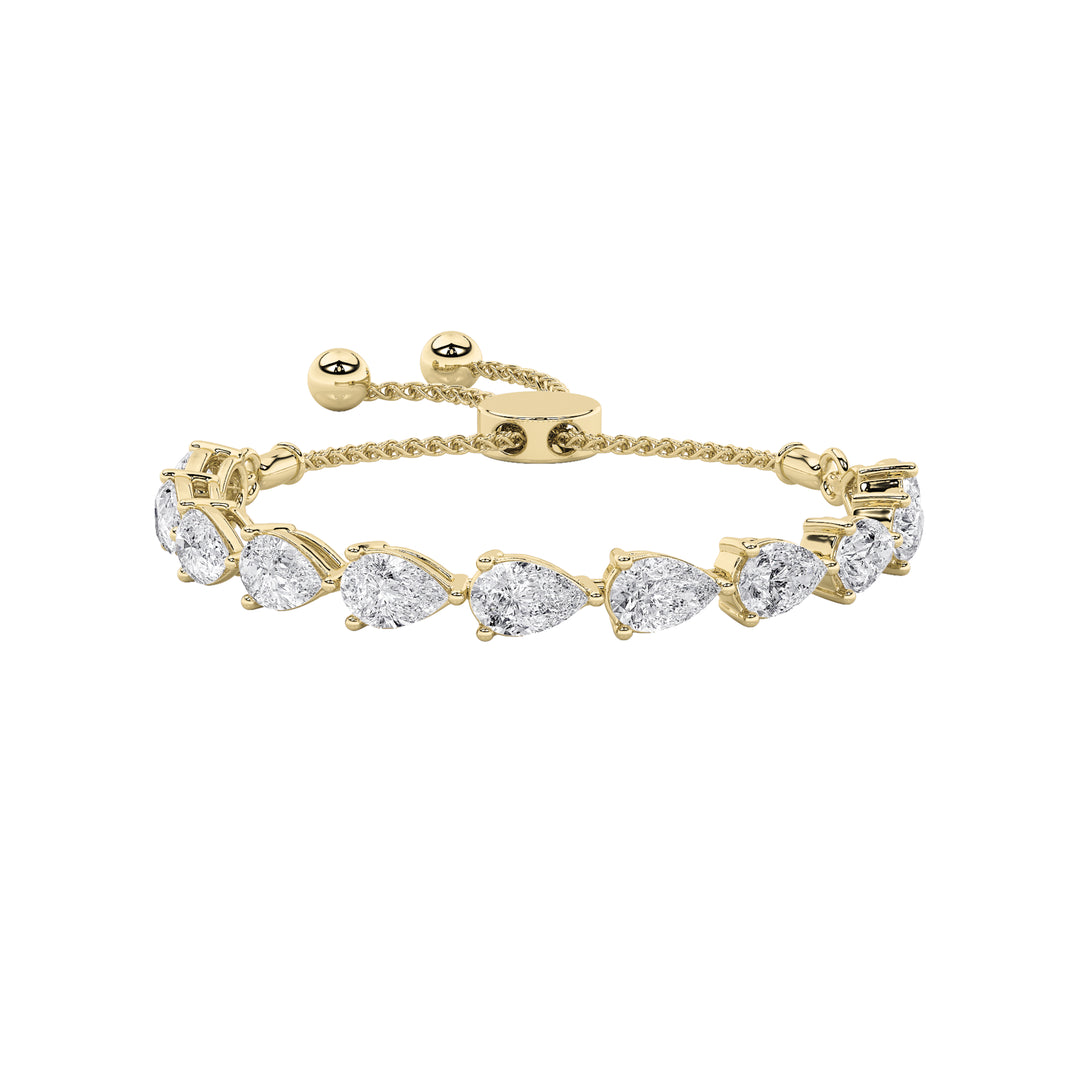 3.5Cttw Pear Shaped Lab Grown Diamond (F/VS) BoloBracelet in 14K Gold
