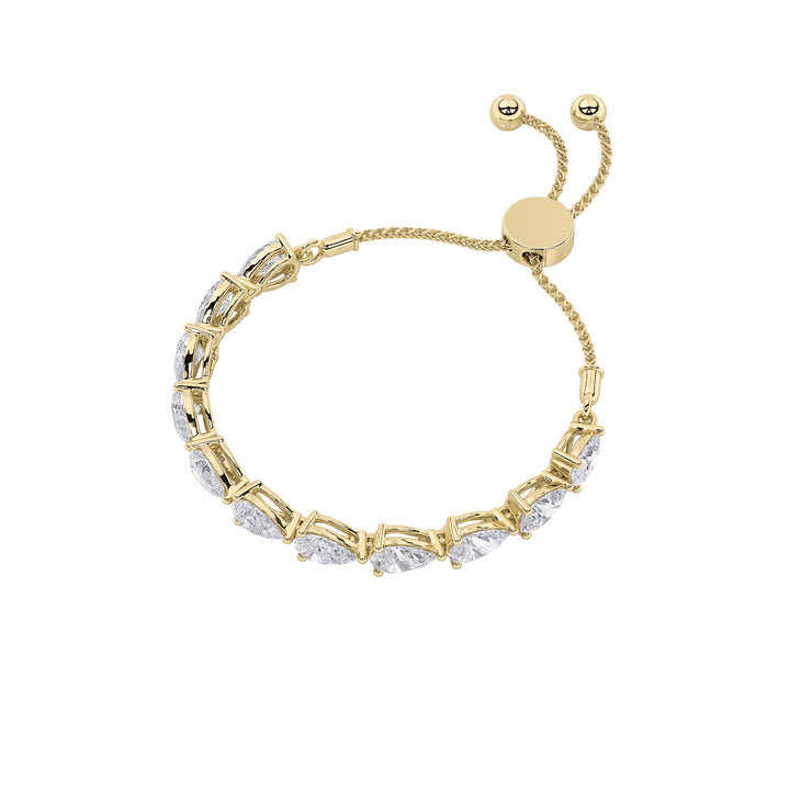 3.5Cttw Pear Shaped Lab Grown Diamond (F/VS) BoloBracelet in 14K Gold