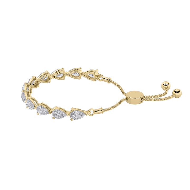 3.5Cttw Pear Shaped Lab Grown Diamond (F/VS) BoloBracelet in 14K Gold