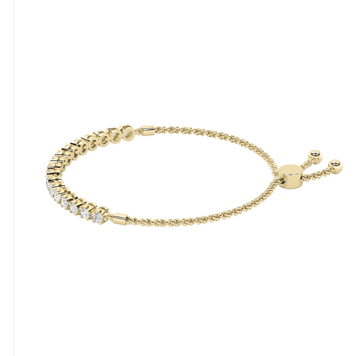 2Cttw Round Shaped Lab Grown Diamond (F/VS) Bolo Bracelet in 14K Gold