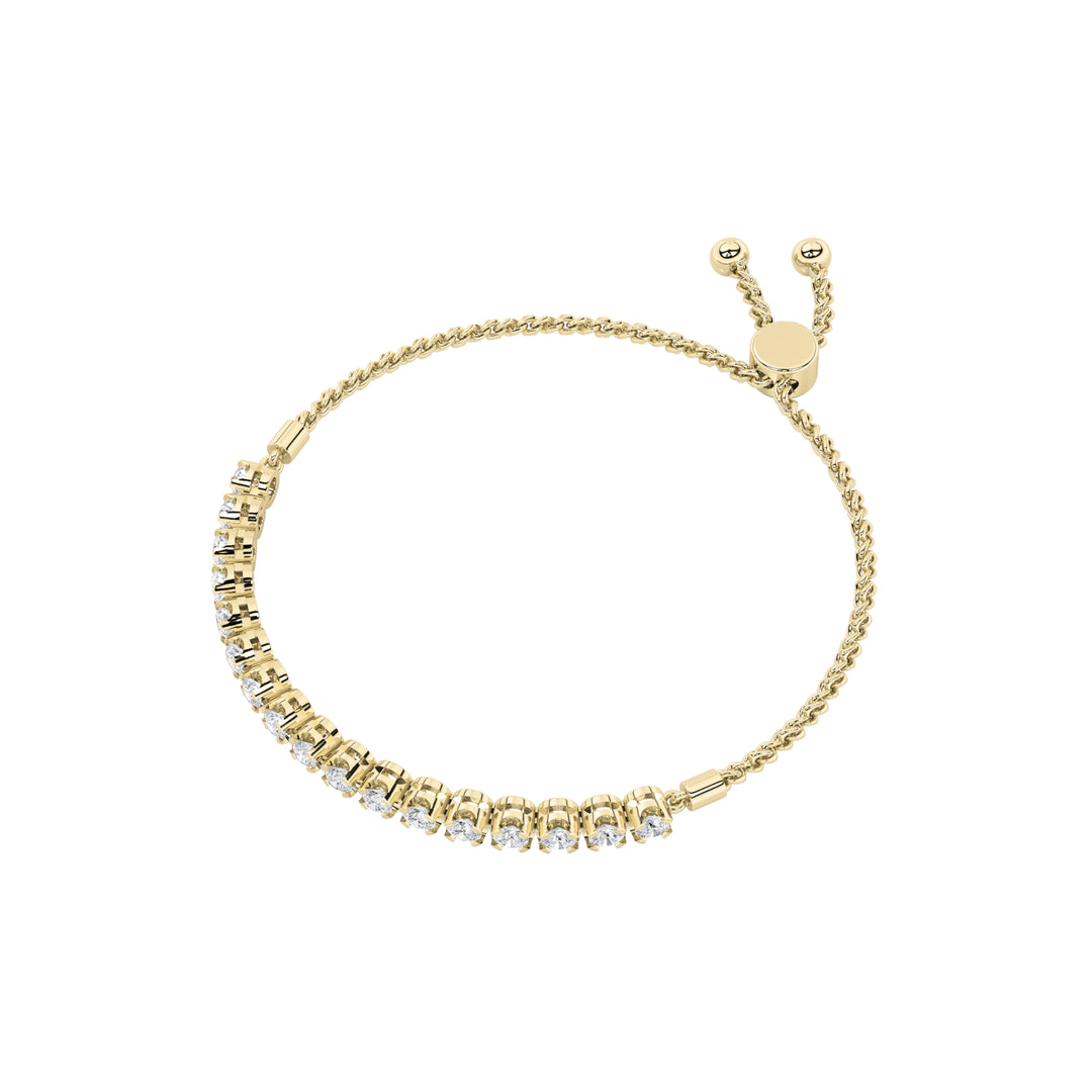 2Cttw Round Shaped Lab Grown Diamond (F/VS) Bolo Bracelet in 14K Gold
