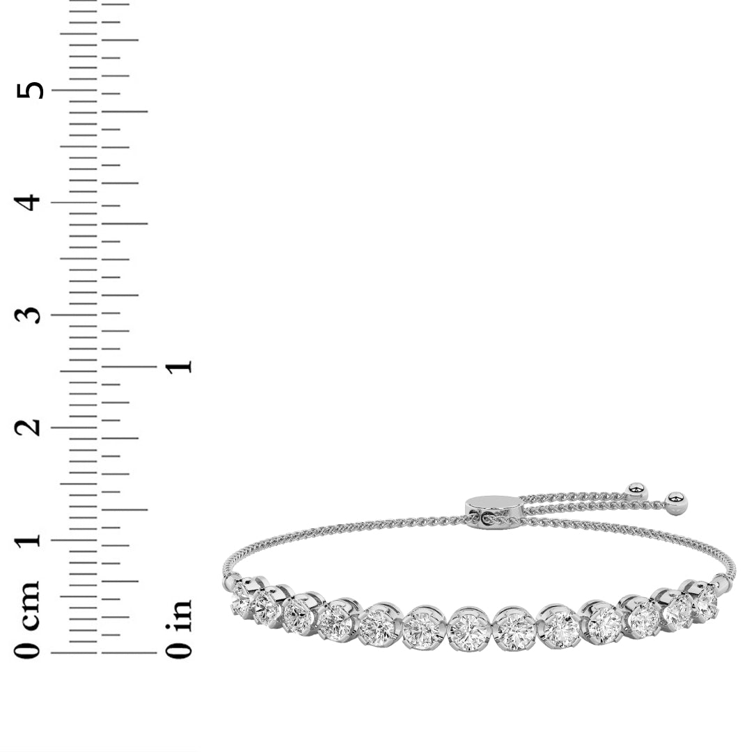2.5Cttw Round Shaped Lab Grown Diamond (F/VS) Bolo Bracelet in 14K Gold