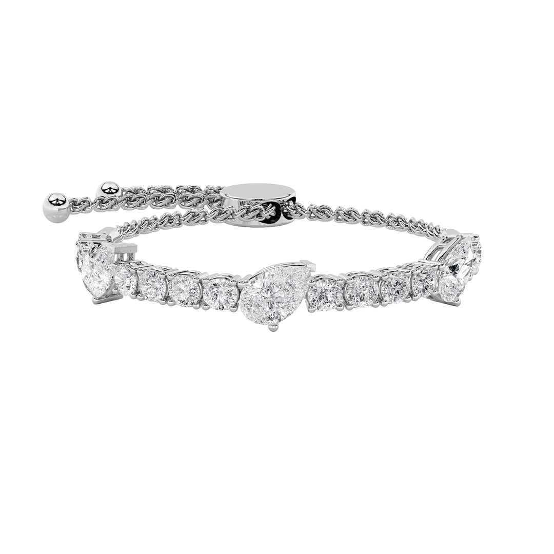 4.5Cttw Pear Shaped Lab Grown Diamond (F/VS) BoloBracelet in 14K Gold