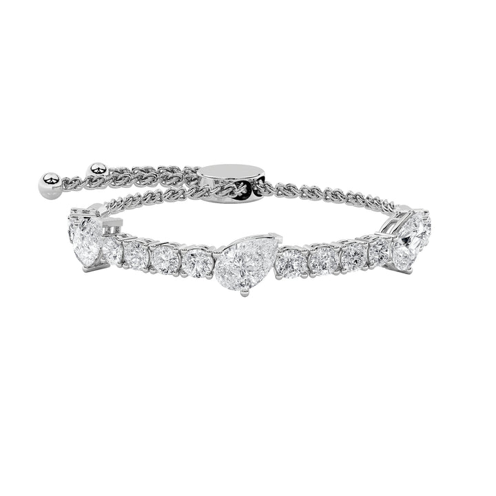 4.5Cttw Pear Shaped Lab Grown Diamond (F/VS) BoloBracelet in 14K Gold