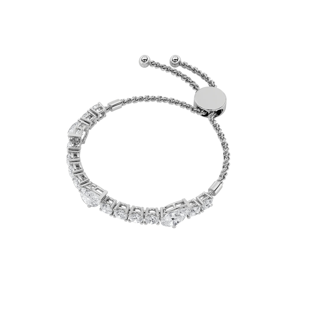 4.5Cttw Pear Shaped Lab Grown Diamond (F/VS) BoloBracelet in 14K Gold