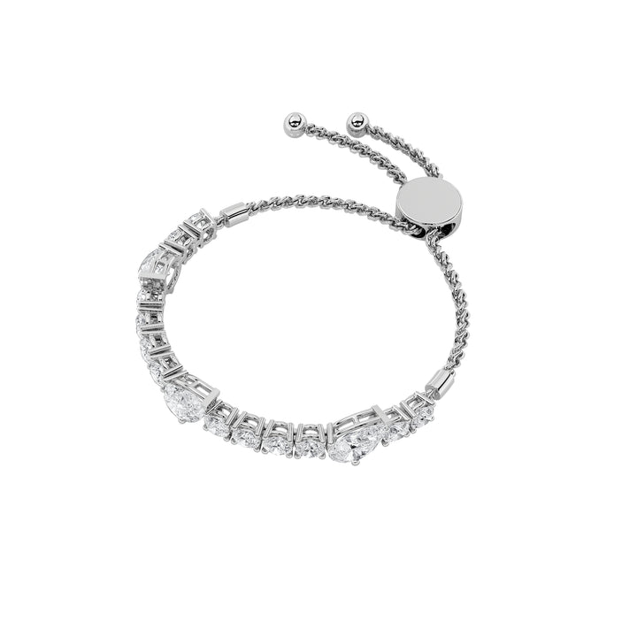 4.5Cttw Pear Shaped Lab Grown Diamond (F/VS) BoloBracelet in 14K Gold