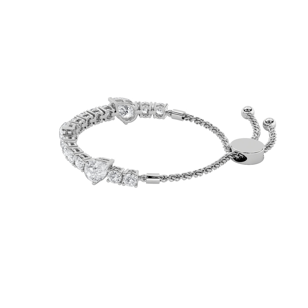 4.5Cttw Pear Shaped Lab Grown Diamond (F/VS) BoloBracelet in 14K Gold