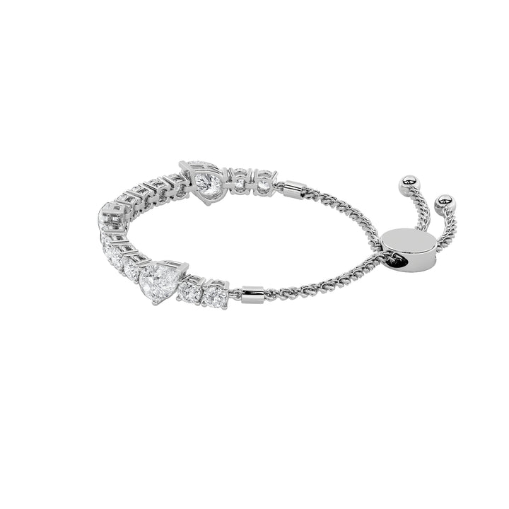4.5Cttw Pear Shaped Lab Grown Diamond (F/VS) BoloBracelet in 14K Gold