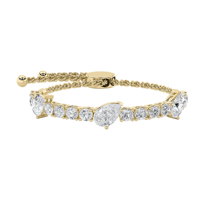 4.5Cttw Pear Shaped Lab Grown Diamond (F/VS) BoloBracelet in 14K Gold