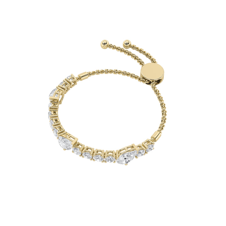 4.5Cttw Pear Shaped Lab Grown Diamond (F/VS) BoloBracelet in 14K Gold